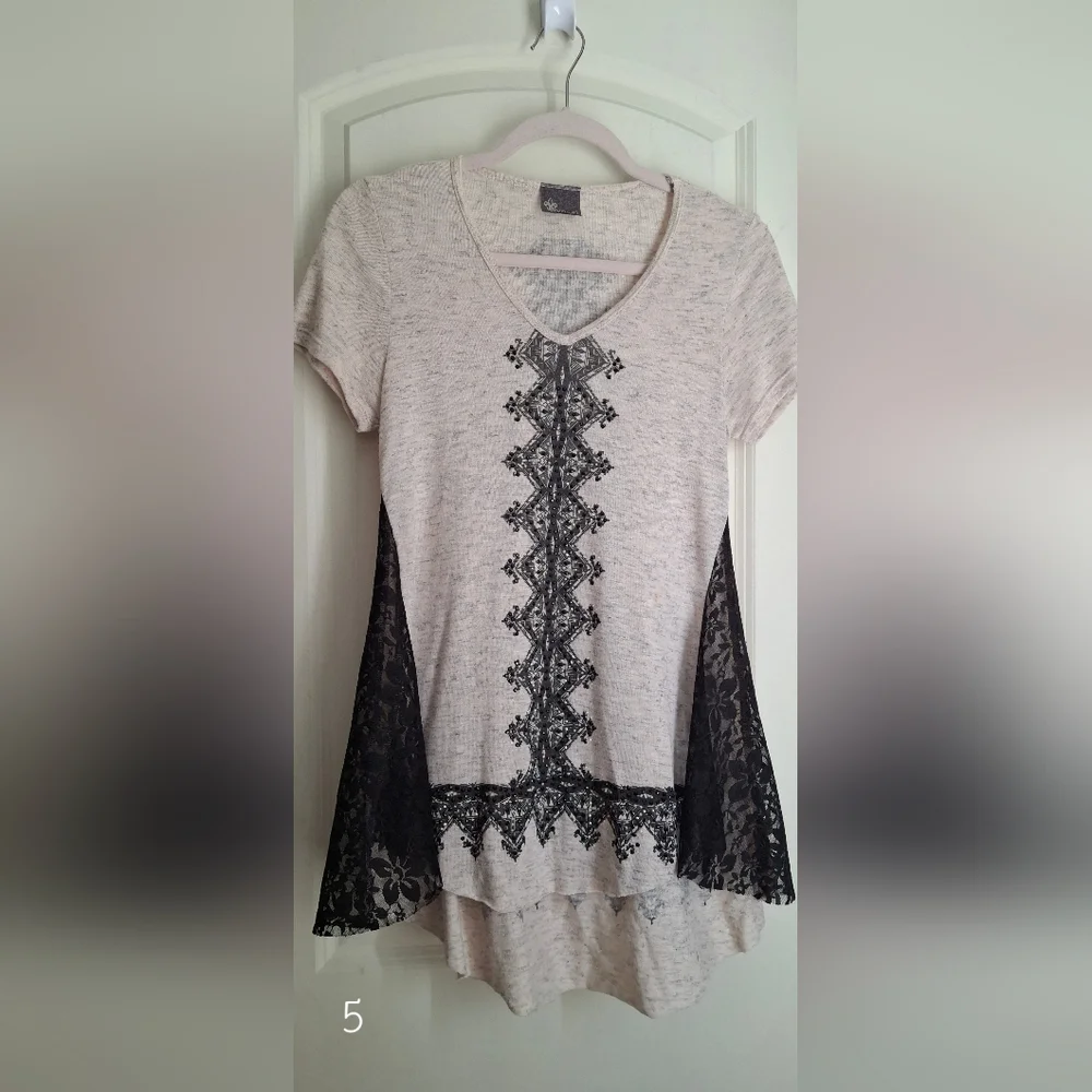 Vocal y2k beaded vneck womens shirt small fairycore cottagecore witchy western - Picture 2 of 8